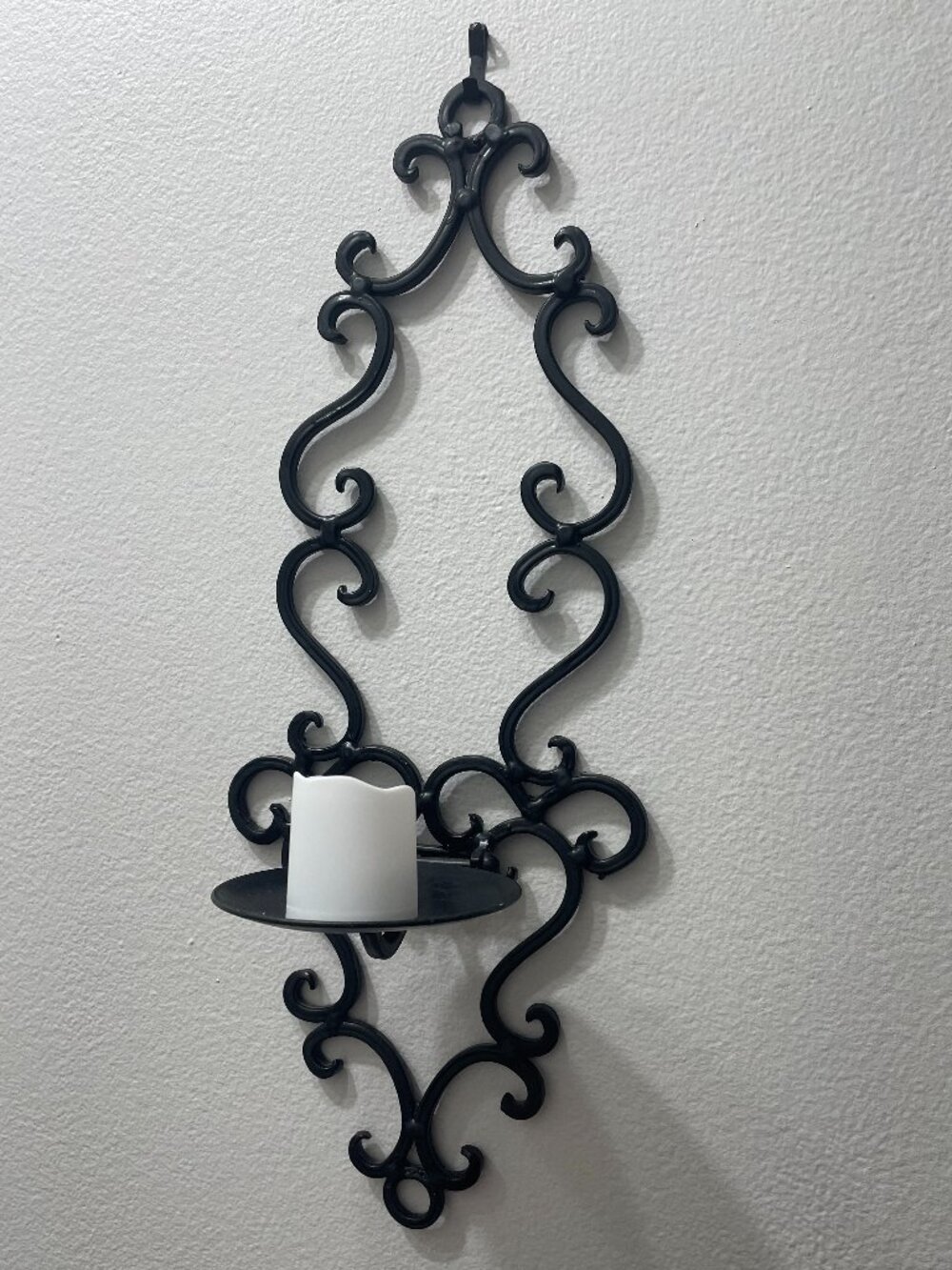 Vintage Metal Wall Sconce Candle Holder | Gothic Spanish Scrollwork